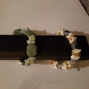 Set of 2 Chunky Stone & Bead Bracelets